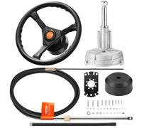 VEVOR Kit Direction Mécanique Hors-bord avec Câble 3700mm SS13712 et Volant 34,3 cm, Système de Direction Mécanique Marin, Connexion Rapide, Accessoires pour Bateau Voyage