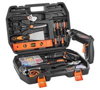 VEVOR kit d'outils de réparation domestique, 96 pcs, ensemble d'outils à main ménager général, avec tournevis sans fil et étui de rangement portable, pour entretien de la maison, projet de bricolage