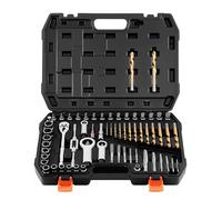 VEVOR Kit Extracteur de Vis Cassée 63PCs, Outils d'Extraction de Vis Abîmée avec Coffret, pour Écrous Arrondis Réparation Domicile Atelier, avec Casse-écrous, Tarauds, Forets, Clés et Adaptateurs