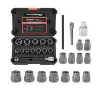 VEVOR Kit Extracteurs de Boulons Écrous Abîmés Douille Extractrice à Choc 16PCs