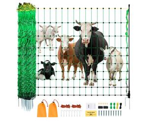 VEVOR Kit filet de clôture électrique 1,06x49,98 m clôture filet PE avec poteaux piquets à double pointe, maille portable utilitaire pour chèvres, moutons, agneaux, cerfs, porcs, chiens, cours, fermes