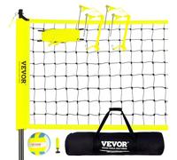 VEVOR Filet de Volleyball en PE Poteau en Acier Hauteur Réglable Kit Professionnel Volley-ball Portable avec Ballon Sac de Transport et Ligne de Délimitation pour Entraînement Plage Jardin Extérieur