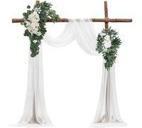 VEVOR Kit Fleurs Artificielles pour Arche de Mariage avec 2 Bouquets de Fleurs, 2 Rideaux Translucides, pour Décoration de Célébrations Cérémonie, de Toile de Fond de Réception, Événements, Blanc
