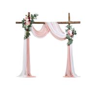 VEVOR Kit Fleurs Artificielles pour Arche de Mariage avec 2 Bouquets de Fleurs, 2 Rideaux Translucides, pour Décoration Célébrations de Cérémonie, de Toile de Fond de Réception, Événements, Rose Blanc
