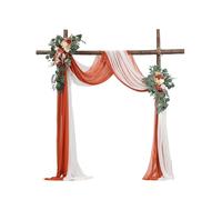 VEVOR Kit fleurs artificielles arche de mariage, 2 bouquets, 2 rideaux translucides, Orange/Blanc