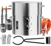 VEVOR Kit four de fusion propane 16 kg Kit four de fusion métal à gaz, double brûleur four de fonderie à domicile avec creusets & pinces, outil de fusion pour or argent cuivre aluminium recyclage méta
