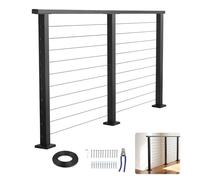 VEVOR Kit Garde-corps à Câble 198 cm, Rampe de Balcon en Acier Inoxydable Noir Mat, Garde-corps à Poteaux 89 cm de Hauteur, Espacement des Câbles 8 cm, Protection pour Intérieur, Extérieur, Terrasse