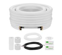 VEVOR Kit Liaison Frigorifique Tuyau en Cuivre Mini-split 9,5 mm 15,9 mm Diamètre Extérieur, 7,6 m Longueur, Bobine Isolée en PE Blanc Épais 9,5 mm avec Écrous, Raccords, pour Mini Climatiseurs Split