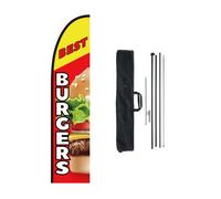 VEVOR Kit mât de drapeau avec drapeau plume publicitaire commercial, 1 drapeau BURGERS, 1 poteau, 1 piquet de sol, hauteur totale 498,5 cm pour entreprises, événement sportif, activité promotionnelle