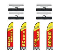 VEVOR Kit mâts de drapeau avec drapeaux plumes publicitaires, 4 drapeaux pour réparation automobile, 4 poteaux, 4 piquets de sol, hauteur totale 498,5 cm pour entreprises extérieur, activité promo