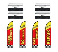 VEVOR Kit mâts de drapeau avec drapeaux plumes publicitaires, 4 drapeaux pour réparation automobile, 4 poteaux, 4 piquets de sol, hauteur totale 498,5 cm pour entreprises extérieur, activité promo