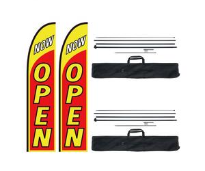 VEVOR Kit mâts de drapeau avec drapeaux plumes publicitaires, avec 2 drapeaux OPEN, 2 poteaux, 2 piquets de sol, hauteur totale 498,5 cm pour entreprises, événement sportif, activité promotionnelle