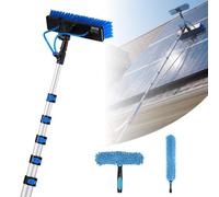 VEVOR Kit Nettoyage pour Panneaux Solaires 10 m Brosse Télescopique Nettoyage à Passage Eau Perche Alliage Alu pour Panneaux Solaires sur Toit, avec Tête de Brosse Rotative 180°, Distributeur de Savon
