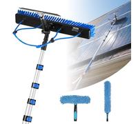 VEVOR Kit Nettoyage pour Panneaux Solaires 10 m Brosse Télescopique Nettoyage Passage Eau Perche Alliage Alu pour Panneaux Solaires Toit, avec Tête Brosse Rotative 180°, Raclette, Distributeur Savon