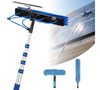 VEVOR Kit Nettoyage pour Panneaux Solaires 4,6 m Brosse Télescopique Nettoyage Passage Eau Perche Alliage Alu pour Panneaux Solaires Toit, avec Tête Brosse Rotative 180°, Raclette, Distributeur Savon