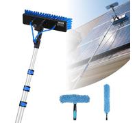 VEVOR Kit Nettoyage pour Panneaux Solaires 6 m Brosse Télescopique Nettoyage à Passage Eau Perche Alliage Alu pour Panneaux Solaires sur Toit, avec Tête de Brosse Rotative 180°, Distributeur de Savon