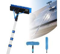 VEVOR Kit Nettoyage pour Panneaux Solaires 6 m Brosse Télescopique Nettoyage à Passage Eau Perche Alliage Alu pour Panneaux Solaires sur Toit, avec Tête de Brosse Rotative 180°, Distributeur de Savon