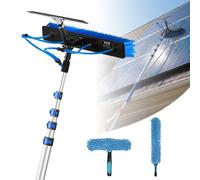 VEVOR Kit Nettoyage pour Panneaux Solaires 7,99 m Brosse Télescopique Nettoyage Passage Eau Perche Alliage Alu pour Panneaux Solaires Toit, avec Tête Brosse Rotative 180°, Raclette, Distributeur Savon
