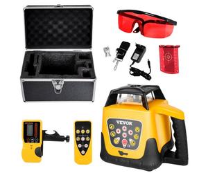 VEVOR Kit Niveau Laser Rotatif Autonivelant 360°, Portée 300 m, Faisceau Rouge, Inclinaison Réglable, Angle de Balayage Flexible, Étanchéité IP54, Précis, avec Récepteur, Télécommande, Étui Transport