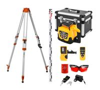 VEVOR Kit Niveau Laser Rotatif Faisceau Rouge Niveau Laser Rotatif 360° avec Trépied et Mire, Portée 300 m, Pente Réglable, Angle de Balayage Flexible, Précis, avec Télécommande, Étui de Transport