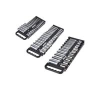 VEVOR Kit Organisateurs de Douilles Portables, Lot de 3, Plateaux de Douilles Métriques SAE 1/4'', 3/8'', 1/2'', Capacité de 76 Douilles, avec Poignée et Base Magnétique, pour Tiroir de Boîte à Outils