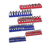 VEVOR Kit organisateurs douilles magnétiques, 6 plateaux 1/4''/3/8''/1/2'', capacité 143, bleu/rouge