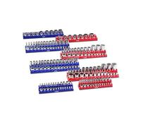 VEVOR Kit Organisateurs Douilles Magnétiques, 8 Plateaux de Douilles Métriques SAE 1/4'', 3/8'', 1/2'', Étiquettes Transparentes, Capacité 199 Douilles Standard Profondes Non Incluses, Bleu & Rouge