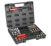 VEVOR Kit Outils à Restaurer les Filetages Abîmes 49PCs, Tailles UNC, UNF et Métriques, 22 Tarauds, 24 Filières, 3 Limes à Filets et 1 Étui, en Acier Traité Thermiquement, pour Réparation Automobile