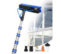 VEVOR Kit Perche Télescopique Nettoyage Panneaux Solaires Extensible à 9 m, avec Tête de Brosse PP Rotative 180°, Tuyau 20 m, Outil de Nettoyage Alimentée en Eau, pour Vitres Domestique, Extérieur