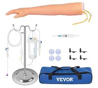 VEVOR Kit Phlébotomie Modèle Bras Pratique Ponction Veineuse Vaisseaux Sanguins Latex Support Injection Intraveineuse Acier 40-70 cm avec Sac Transport Étudiants Infirmières 55x11x8 cm Peau