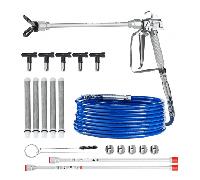 VEVOR Kit Pistolet pulvérisateur Peinture sans air et Tuyau, 248 Bar, Ensemble tuyaux pulvérisation de Peinture Haute Pression avec 5 Embouts, Joint pivotant, avec filtres, Tuyau et tiges d'extension
