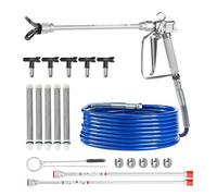 VEVOR Kit pistolet pulvérisateur peinture sans air et tuyau, 248 bar, ensemble tuyaux pulvérisation de peinture haute pression avec 5 embouts, joint pivotant, avec filtres, tuyau et tiges d'extension