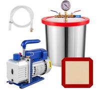 VEVOR Kit Pompe à Vide 85 L/min avec Chambre à Vide de 12 L Dégazage Réfrigérant Bruit Réduit Pompe à Vide Climatisation 1720 tr/min avec Accessoires pour Démoussage Silicone Époxy Huiles Essentielles