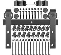 VEVOR Kit Quincaillerie Porte Double 548 cm Quincaillerie Porte Suspendue 150 kg Rail Porte Coulissante Acier Carbone 4 Cintres 6x4x30 cm Épaisseur Porte 35-45 mm Portes 274 cm Chambre Garages Noir
