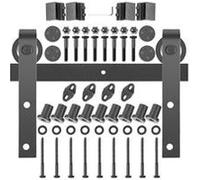 VEVOR Kit Quincaillerie Porte Double 366 cm Quincaillerie Porte Suspendue 150 kg Rail Porte Coulissante Acier Carbone 4 Cintres 6x4x30 cm Épaisseur Porte 35-45 mm pour Portes 183 cm Chambre Garages