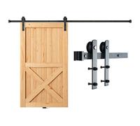 VEVOR Kit Quincaillerie de Porte Coulissante de Grange 244 cm Rail Porte Coulissante Convient Porte Simple Largeur 1,12-1,32 m Épaisseur 32-45 mm Charge 150 kg Poulie Silencieuse Forme I pour Maison