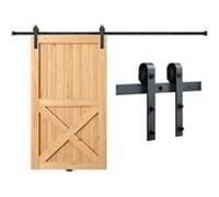 VEVOR Kit Quincaillerie de Porte Coulissante de Grange 244 cm Rail Porte Coulissante Convient Porte Simple Largeur 1,12-1,32 m Épaisseur 32-45 mm Charge 150 kg Poulie Silencieuse Forme J pour Maison