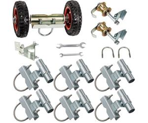 VEVOR Kit Rail Porte Coulissante Acier Inoxydable Quincaillerie Clôture Portail Acier Galvanisé avec Porte-Roues Double 6 Supports Universels Rails 2 Galets Roulement 1 Verrou 2 Supports Roue Arrière