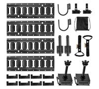 VEVOR Kit Rails Arrimage E-Track, 4 Rails E Track 0,4 m, 2 Crochets U, 2 Porte-outils, 2 Supports d'Étagère, 2 Supports de Pneus, 2 Anneaux à Câbles, 8 Embouts, Sac, pour Fourgons, Remorques, Garages