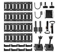 VEVOR Kit Rails Arrimage E-Track, 4 Rails E Track 0,4 m, 2 Crochets U, 2 Porte-Outils, 2 Supports d'Étagère, 2 Supports de Pneus, 2 Anneaux à Câbles, 8 Embouts, Sac, pour Fourgons, Remorques, Garages