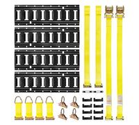 VEVOR Kit Rails Arrimage E-Track, 4 Rails E Track 0,4 m, 21 Accessoires Dont 2 Sangles à Cliquet, 4 Joints Toriques, 4 Attaches à Anneau D, 2 Fentes Simples, 8 Embouts, Sac, pour Fourgons Remorques