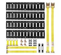 VEVOR Kit Rails Arrimage E-Track, 4 Rails E Track 0,6 m, 20 Accessoires dont 2 Sangles à Cliquet, 4 Joints Toriques, 4 Attaches Anneau D, 2 Fentes Simples, 8 Embouts, pour Fourgons Remorques Garages