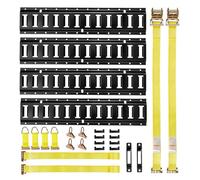 VEVOR Kit Rails Arrimage E-Track, 4 Rails E Track 0,6 m, 20 Accessoires dont 2 Sangles à Cliquet, 4 Joints Toriques, 4 Attaches Anneau D, 2 Fentes Simples, 8 Embouts, pour Fourgons Remorques Garages
