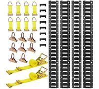 VEVOR Kit Rails Arrimage E-Track, 4 Rails E Track 2,3 m, 26 Accessoires Comprenant 2 Sangles à Cliquet, 8 Joints Toriques, 8 Attaches avec Anneau en D, 8 Embouts, pour Fourgons, Remorques, Garages