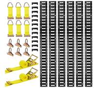 VEVOR Kit Rails Arrimage E-Track, 6 Rails E Track de 1,5 m, 26 Accessoires Comprenant 2 Sangles à Cliquet, 6 Joints Toriques, 6 Attaches avec Anneau en D, 12 Embouts, pour Fourgons Remorques Garages