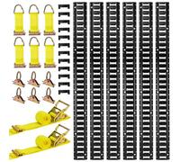 VEVOR Kit Rails Arrimage E-Track, 6 Rails E Track de 1,5 m, 26 Accessoires comprenant 2 Sangles à Cliquet, 6 Joints Toriques, 6 Attaches avec Anneau en D, 12 Embouts, pour Fourgons Remorques Garages