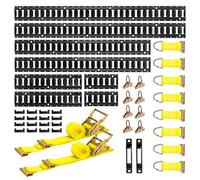 VEVOR Kit Rails Arrimage E-Track, 8 Rails (1,5 m + 1,2 m + 0,6 m + 0,3 m), 36 Accessoires Dont 2 Sangles à Cliquet 8 Joints Toriques 8 Attaches D 2 Fentes Simples 16 Embouts, pour Fourgons Remorques