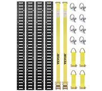 VEVOR Kit de rails d'arrimage E-Track, 18PCS 1524 mm, avec 4 rails acier, 8 anneaux d'ancrage toriques, 4 attaches anneau D, 2 sangles à cliquet, accessoires fixation pour motos, cargo, vélos, 907 kg