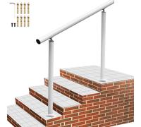 VEVOR Kit rampe d'escalier, 1-4 marches, main courante en aluminium blanc, 4 pieds, main courante extérieure flexible, pinces