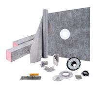 VEVOR Kit Receveur de Douche 1219x1219 mm, Seuil de Douche Étanche avec Drain Central ABS, Grille Acier Inoxydable 10 cm, 2 Bordures de Douche et Truelle Découpables, Bac de Douche pour Salle de Bain